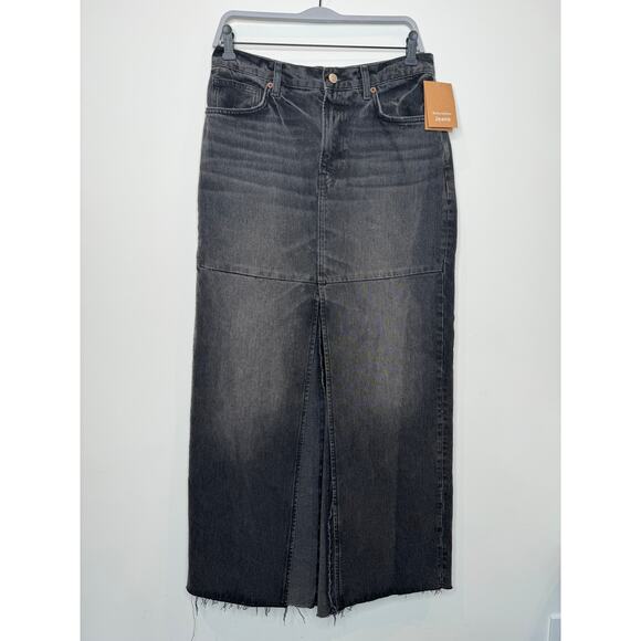 NWT Reformation Jeans Tazz Denim Maxi Skirt in Black/Gray, 90's Vibes, Size 28 - Picture 1 of 9